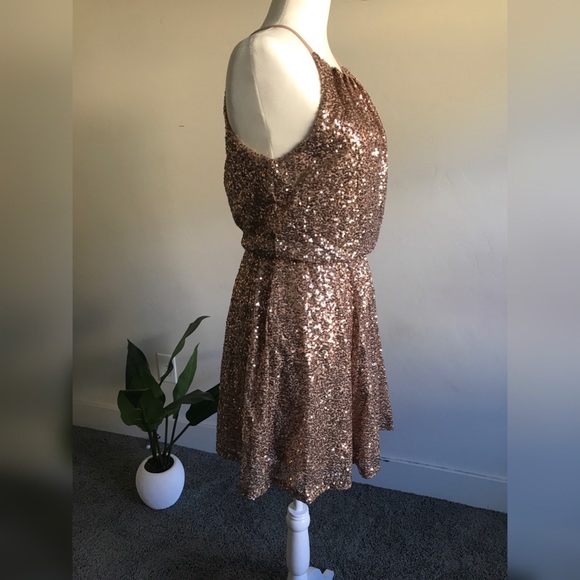 Gold Sequin Mini Dress - Picture 2 of 5